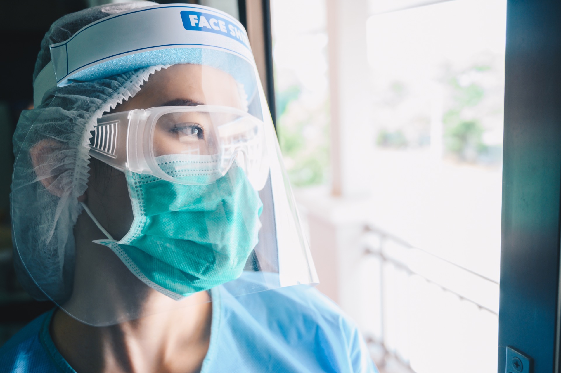 Medical professional in protective gear